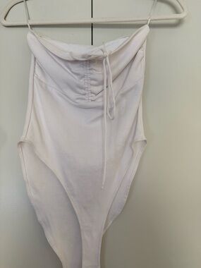 White Drawstring One-Piece Bodysuit